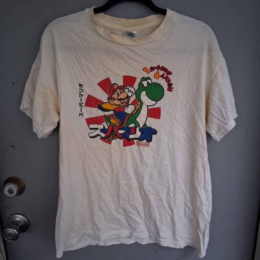 Vintage Y2K Nintendo Super Mario Yoshi Japanese Graphic T-Shirt M Needs TLC